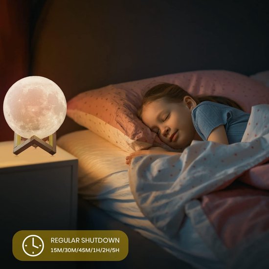 16 Kleuren - Maanlamp Upgrade - Nachtlamp Valentijnsdag voor Kinderen - Meisjes - Jongens - Tieners - Haar van Merkloos — afbeelding 2