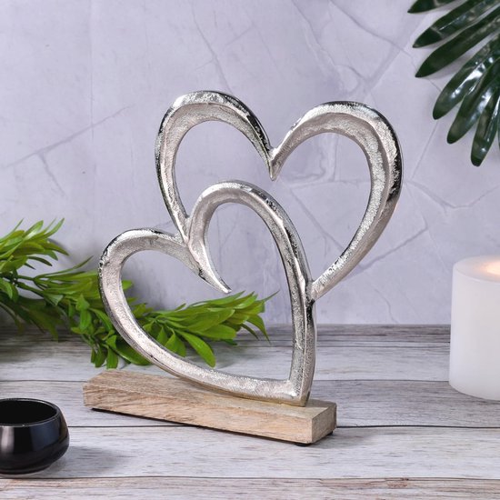 Decoratieve hartvormige staanders set van 2 - 20 cm groot voor tafeldecoratie en vensterbankdecoratie van deco — afbeelding 2