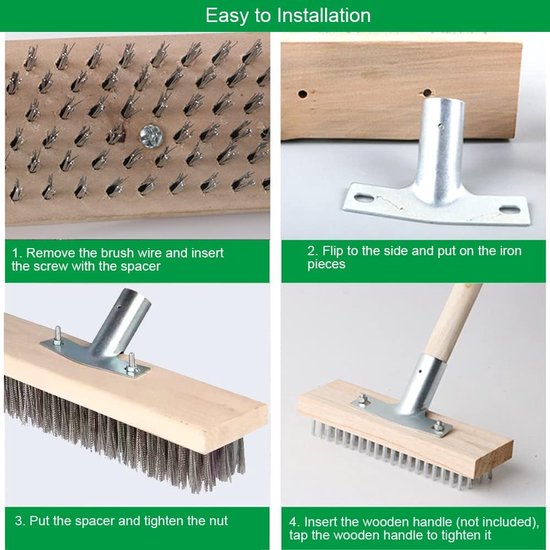 Schoonmaakborstel - Staalborstel - zwembadborstel - 2 stuks - RVS - 30cm - zonder handvat - voor het verwijderen van algen, vlekken van Schoon — afbeelding 2