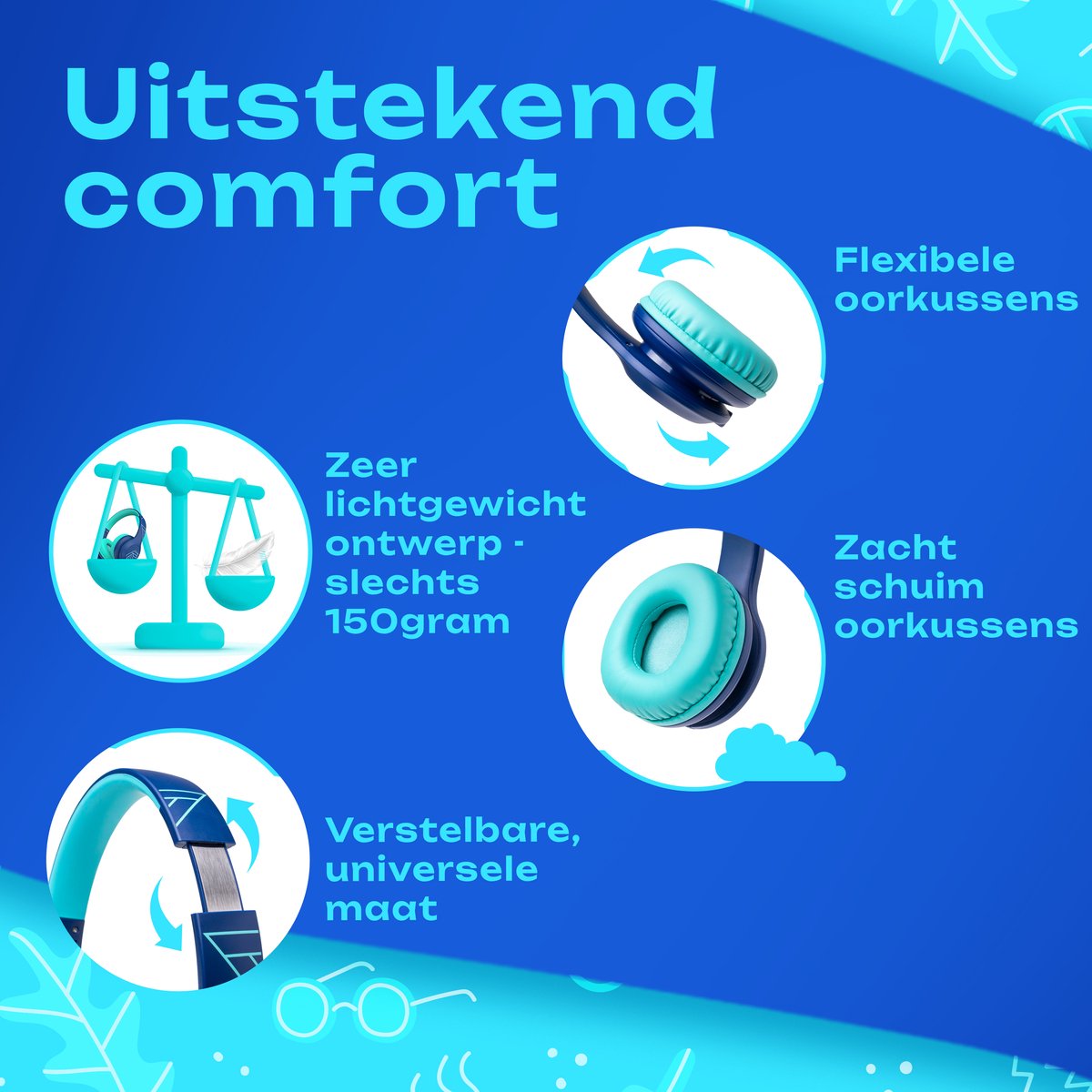 PowerLocus PLED Kinder Koptelefoon Blauw met Microfoon - afbeelding 2