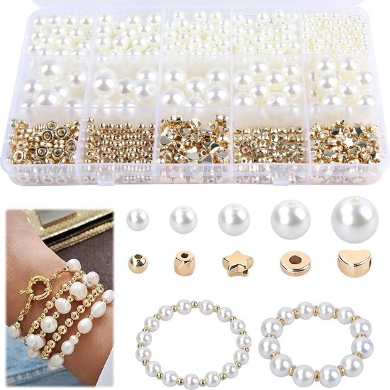 Foto: Kralenset 720 delig imitatieparels en kralen voor sieraden maken kralendoos