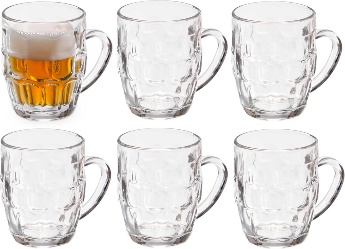 Vivalto Bierglazen - Bierpullen - transparant glas - 6x stuks - 280 ml - Cadeau - Vaderdag