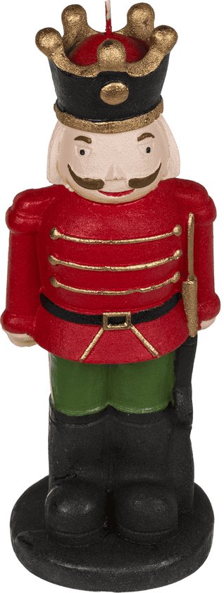 Kerst kaars notenkraker rood 21cm hoog