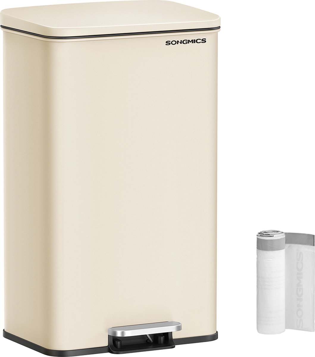 Keukenprullenbak – Met deksel 40 Liter zandbeige
