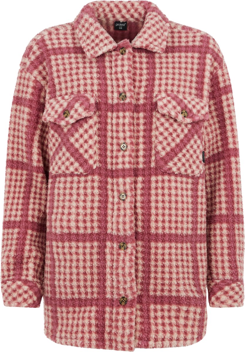 Protest Prtakino – Shacket Dames – Knoopsluiting – Fleece – Overshirt Roze
