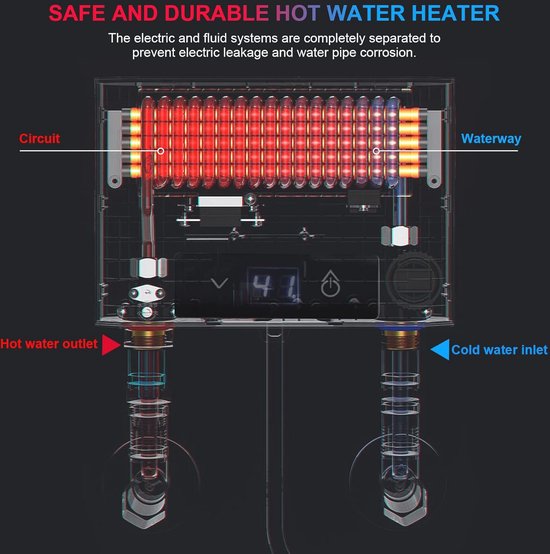 Mini-doorstroomboiler, 5500W 220V elektrische onderbouwboiler met lcd-temperatuurdisplay, elektronisch geregelde doorstroomboiler voor douche, badkamer, keuken