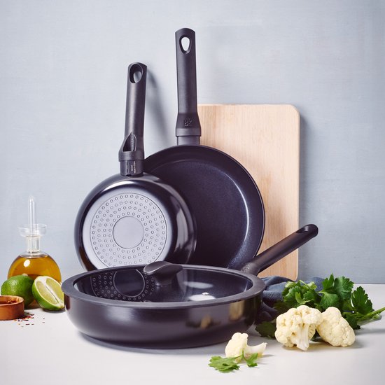 BK Rose RVS Pannenset 5-delig, Inductie, Koekenpan, Wok, Braadpan & Keukengerei, Ongecoat, Roségoud-Koperen Handgreep, Ovenbestendig tot 230 °C, Vaatwasmachinebestendig, Premium 18/10 RVS, Zilver