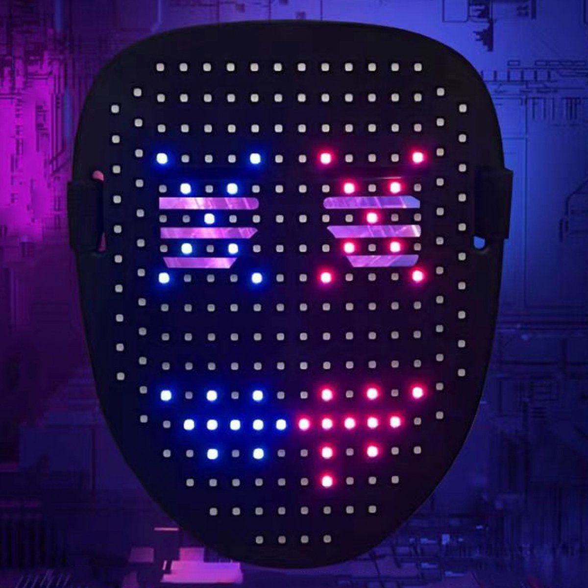 LED masker - Verkleed masker - Festival gadgets - Met sensor - USB-C - Zwart — afbeelding 2