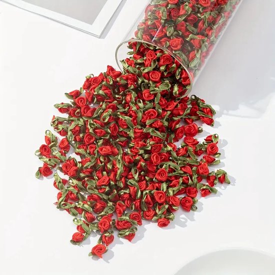 Mini roses - Mini roses - Fleurs décoratives - 50 pièces - Fausses fleurs - Fleurs artificielles - Décoration - Artisanat - Rouge