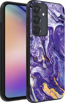 Smartphonica Coque de téléphone pour Samsung Galaxy A54 5G avec imprimé marbre - Coque arrière en TPU design marbre - Or Violet / Coque arrière adaptée pour Samsung Galaxy A54 5G
