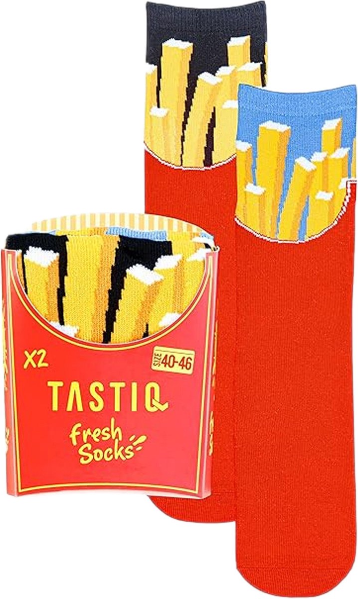 Sokken Tastic Unisex Sokken 2-pack Pommes Giftbox Rood - 40