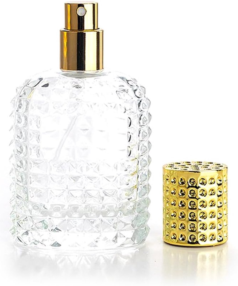Goedkoopste Mini Parfum Flesje - Sprayflesje Leeg - Reisflesje - Parfumverstuiver - parfumflessen - Plantenspuit - 50ml - glazen - Navulbaar - goud - voor reizen, uitgaan, handtassen