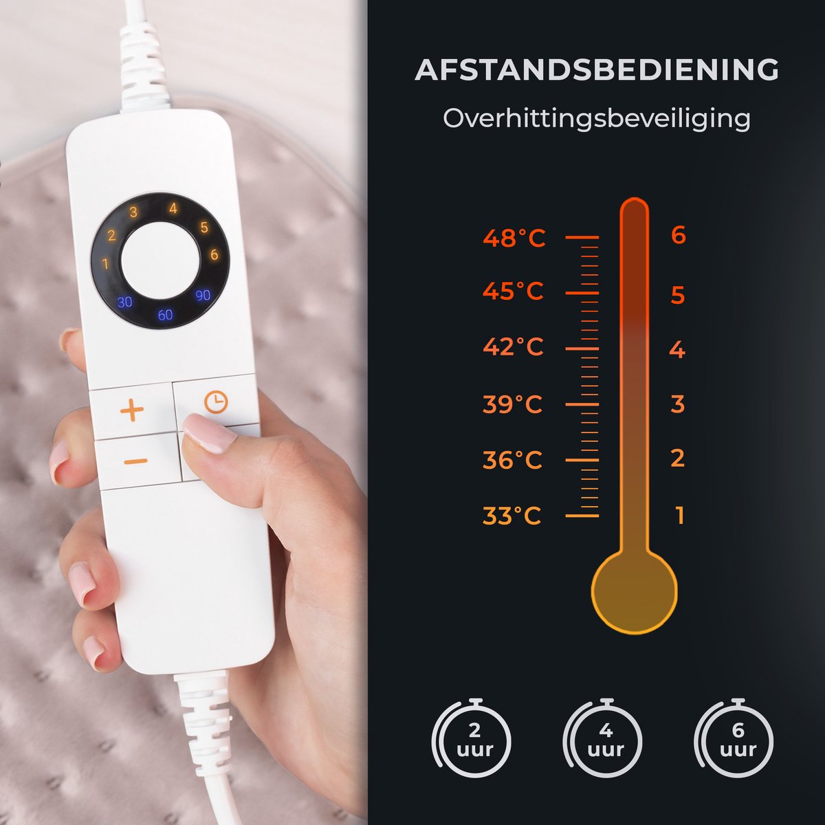 Afbeelding 2 van STAUS&BACH CozySnug - 2 persoons elektrische XXL onderdeken (100W) - Warmtedeken met 6 warmtestanden en timer (2, 4 en 6 uur) - Wasbaar deken - 160x140 cm - Dusty Pink
