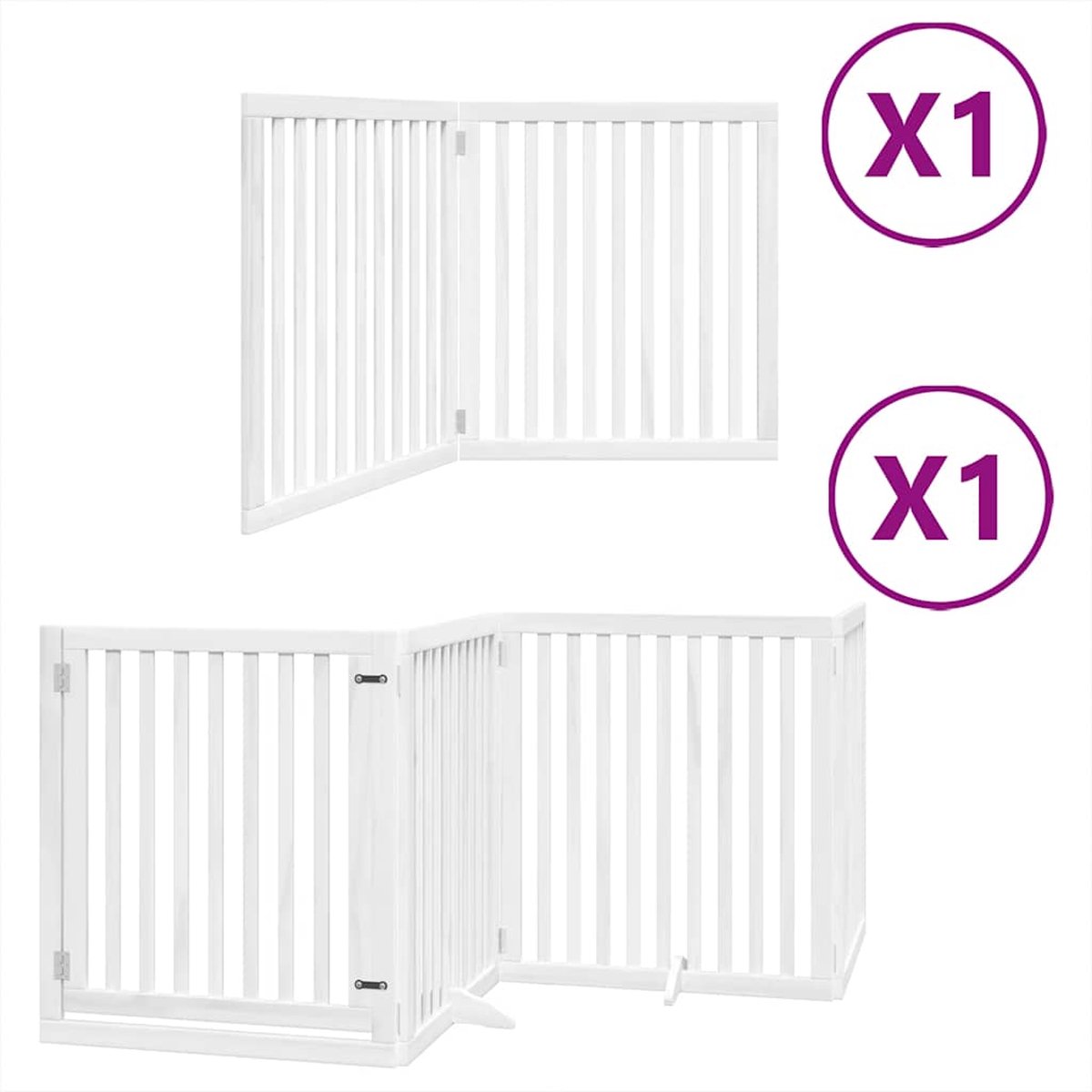 Bol.com vidaXL - Hondenhek - inklapbaar - met - deur - 6 - panelen - 480 - cm - populierhout - wit aanbieding