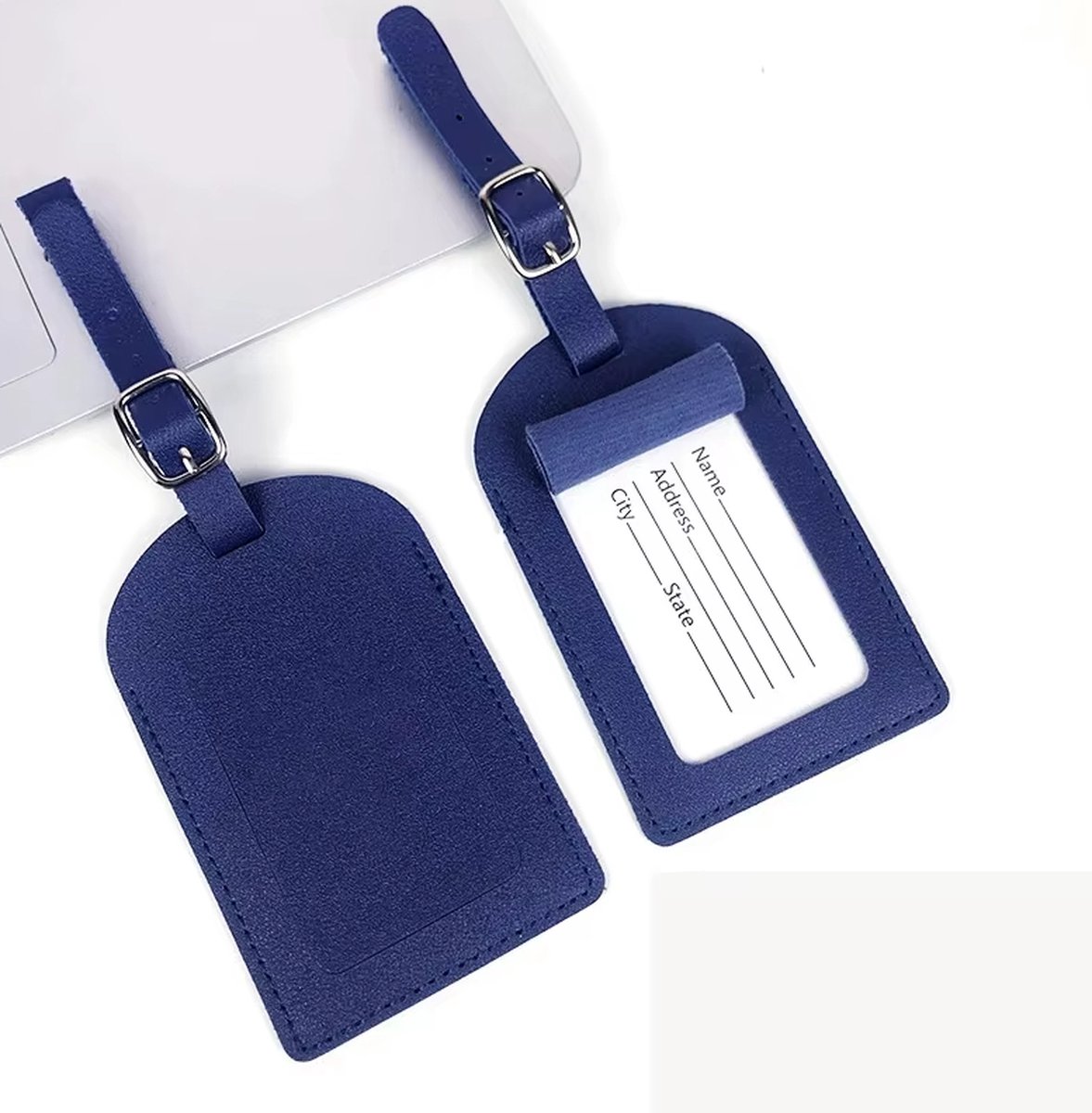 Actie4you® - Kofferlabels - Bagagelabels - Leer - Venster - 2 stuks – Blauw