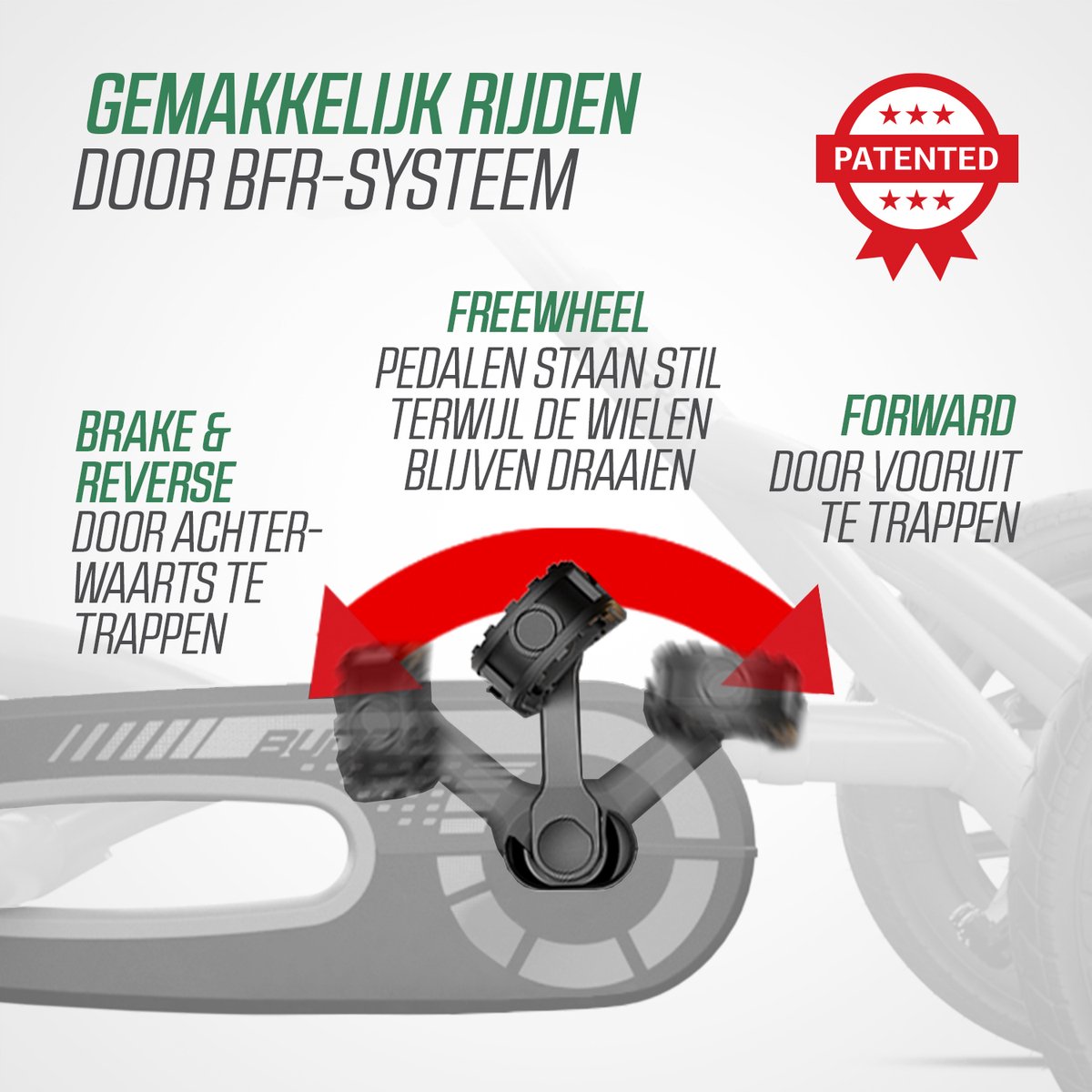 BERG Buddy Retro Green Skelter - 3+ Jaar - Vrijloopautomaat - Verstelbare Stoel - Groen — afbeelding 3