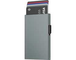 Wallet - Portemonnee - Creditcardhouder - Kaarthouder - Pashouder - Portefeuilles - RFID-Blokkering - Slanke Veilige Portemonnee - pop-up portemonnee - Aluminiumlegering - grijs - Mannen Cadeauver