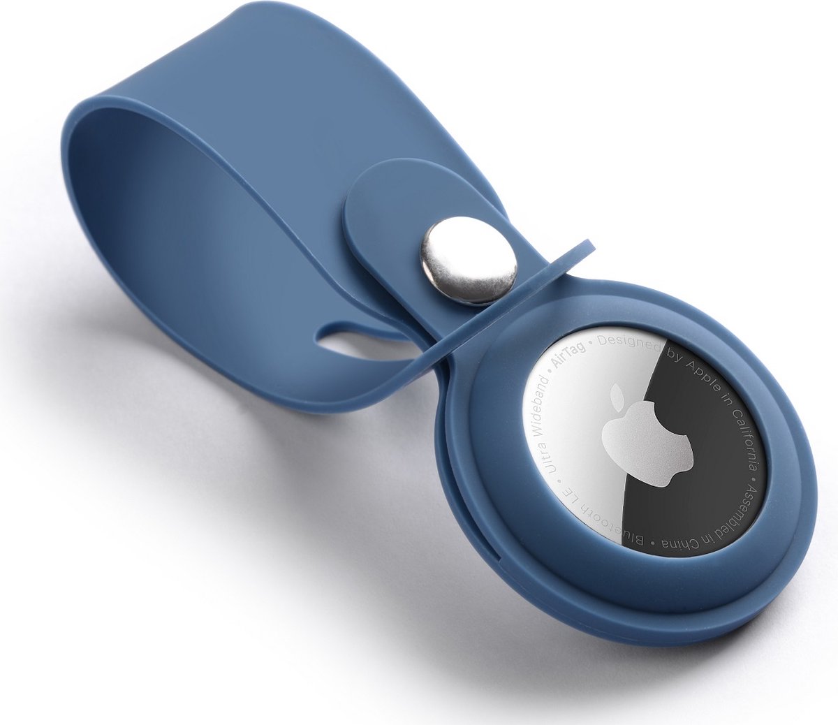 StilGut Beschermhoes – Compatibel met AirTag, Siliconen Loop met Bevestigingslus - Blauw