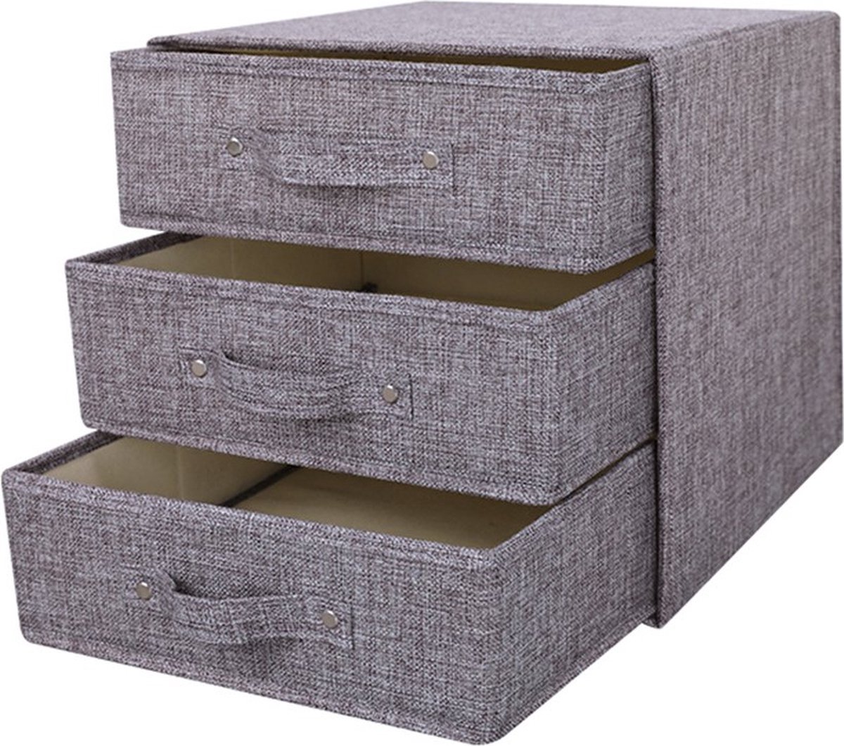 La'Moussawi ® Stijlvolle Stoffen Ladeorganizer met Drie Grote Schuifvakken voor Sokken, Kleding en Meer