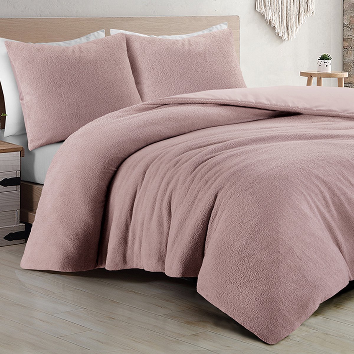 Zavelo Teddy Comfort Dekbedovertrek Roze - Lits-jumeaux (240 x 200/220 cm) - Heerlijk Warm - Topkwaliteit - Fluffy Dekbed