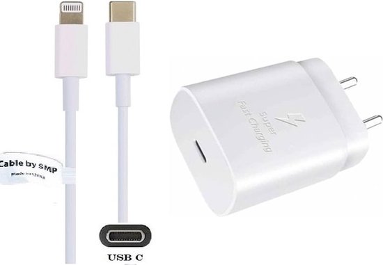 Chargeur rapide OneOne + câble USB C vers Lightning de 1,2 m. Chargeur chargeur Fast 25W. Adaptateur chargeur PD . Pro Apple iPhone SE Air , Pro , Mini , 2, 3.