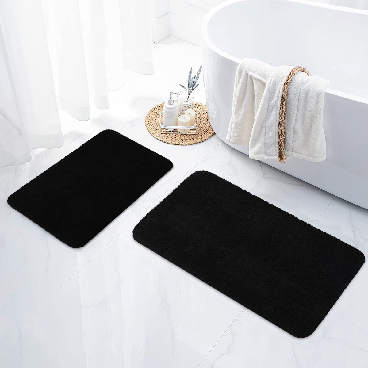 La'Moussawi ® Ultrazachte Antislip Badkamermat Set van Hoogpolig Microvezel voor Comfort en Veiligheid