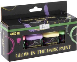 foto van Creative Craft Group acrylverf glow in the dark set 4x60ml knutselverf.
