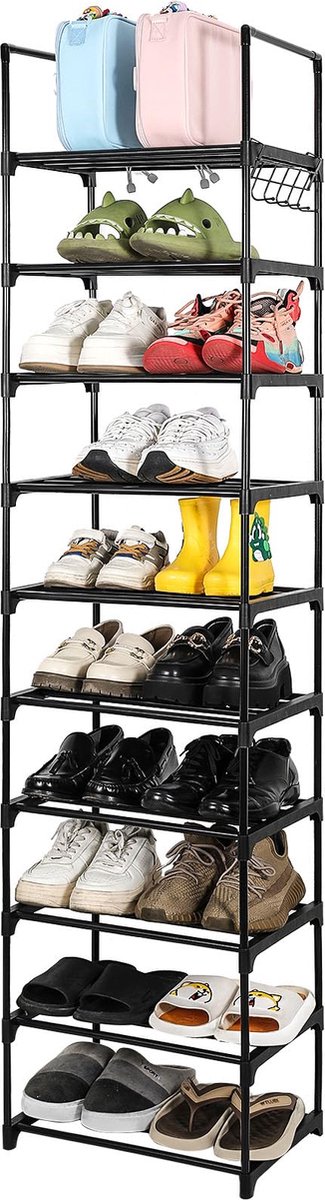 La'Moussawi ® Slim en Ruimtebesparend Schoenenrek met 10 Lagen voor Optimale Organisatie