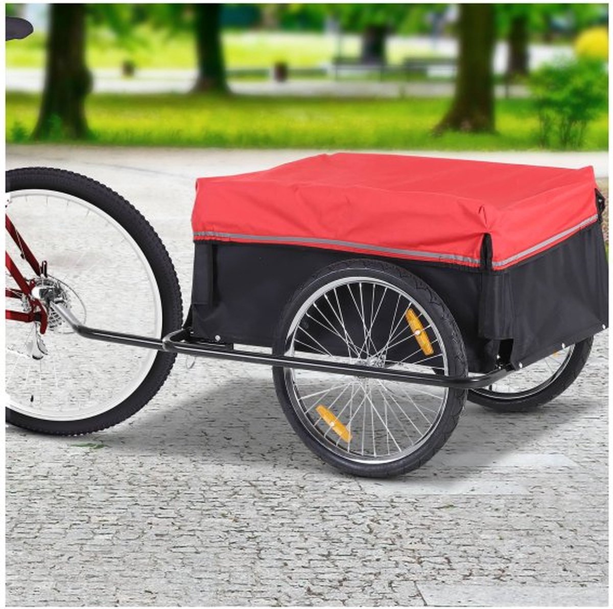 Laadstamer transport trailer dames-fiets trailer zwart+rood