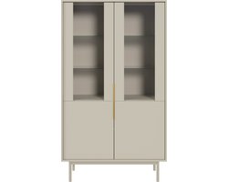 Selsey - Viviaro - Tweedelige vitrinekast - 104 cm - Grijsbeige