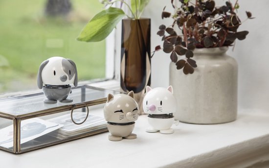 Hoptimist Chien Blanc 5,5 X 5,9 X 6,9 Cm - Figurine Optimiste En Bois FSC Pour Décoration Joyeuse