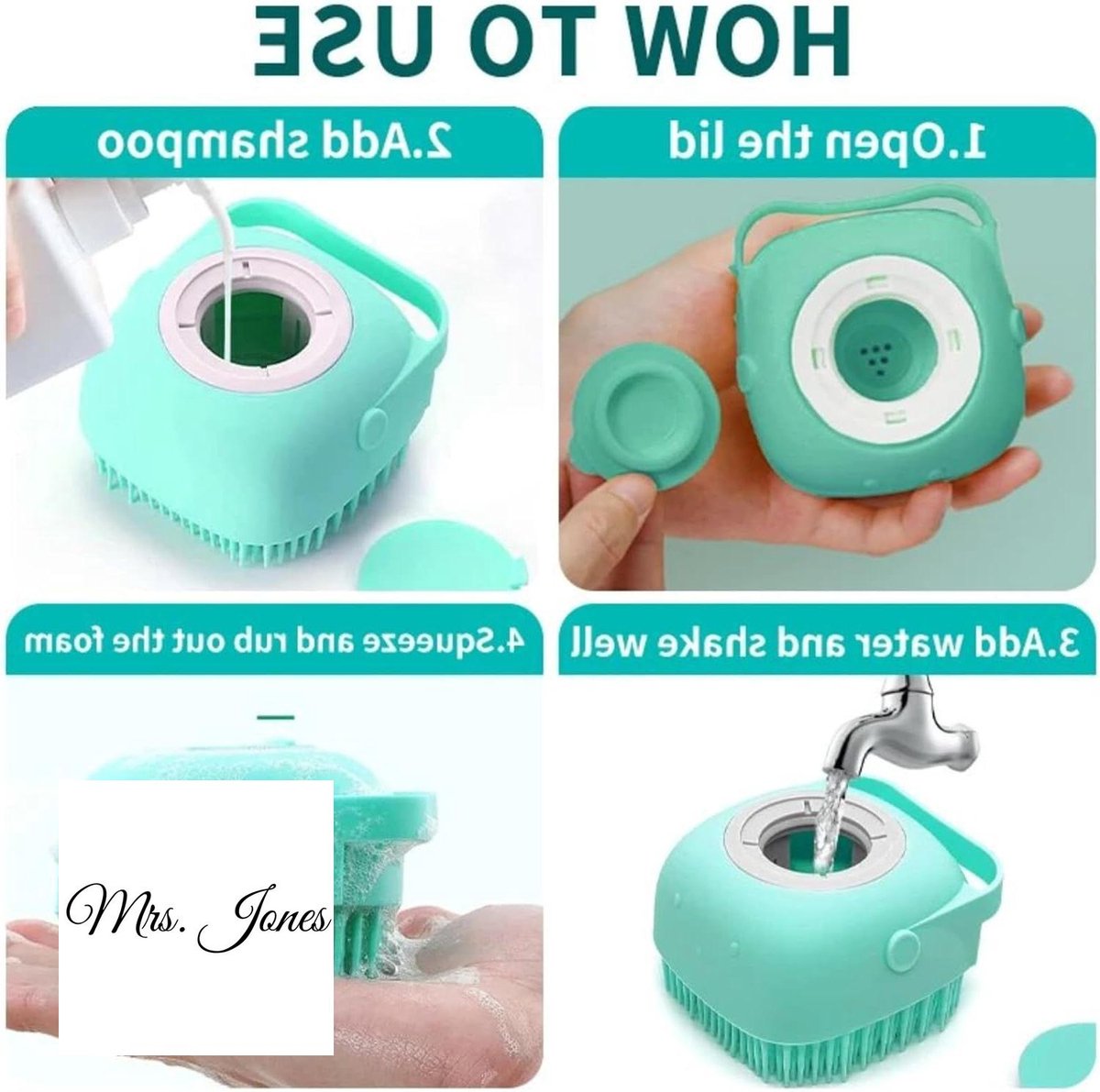 Mrs. Jones Badborstel honden katten siliconen hondenborstel puppymassageborstel huisdieren shampoodispenser, blauw .