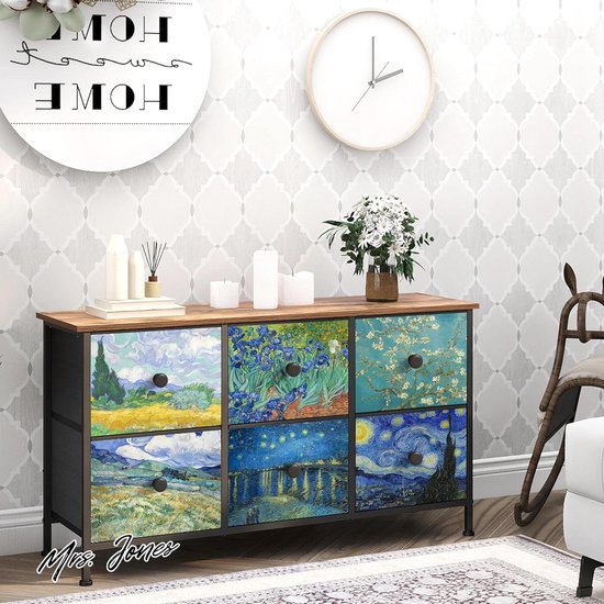 VEDECASA Commode à 5 tiroirs en tissu - Haute et étroite - Style bohème - Coiffeuse - Armoire de