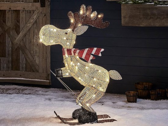 Éclairage de Noël rennes - pique de jardin - éclairage de jardin LED - intérieur & outdoor - éclairage extérieur - décoration de Noël - décoration de jardin de Noël - 3D - éclairage LED - ski - éclairage - cerf - Noël - éclairage de fête