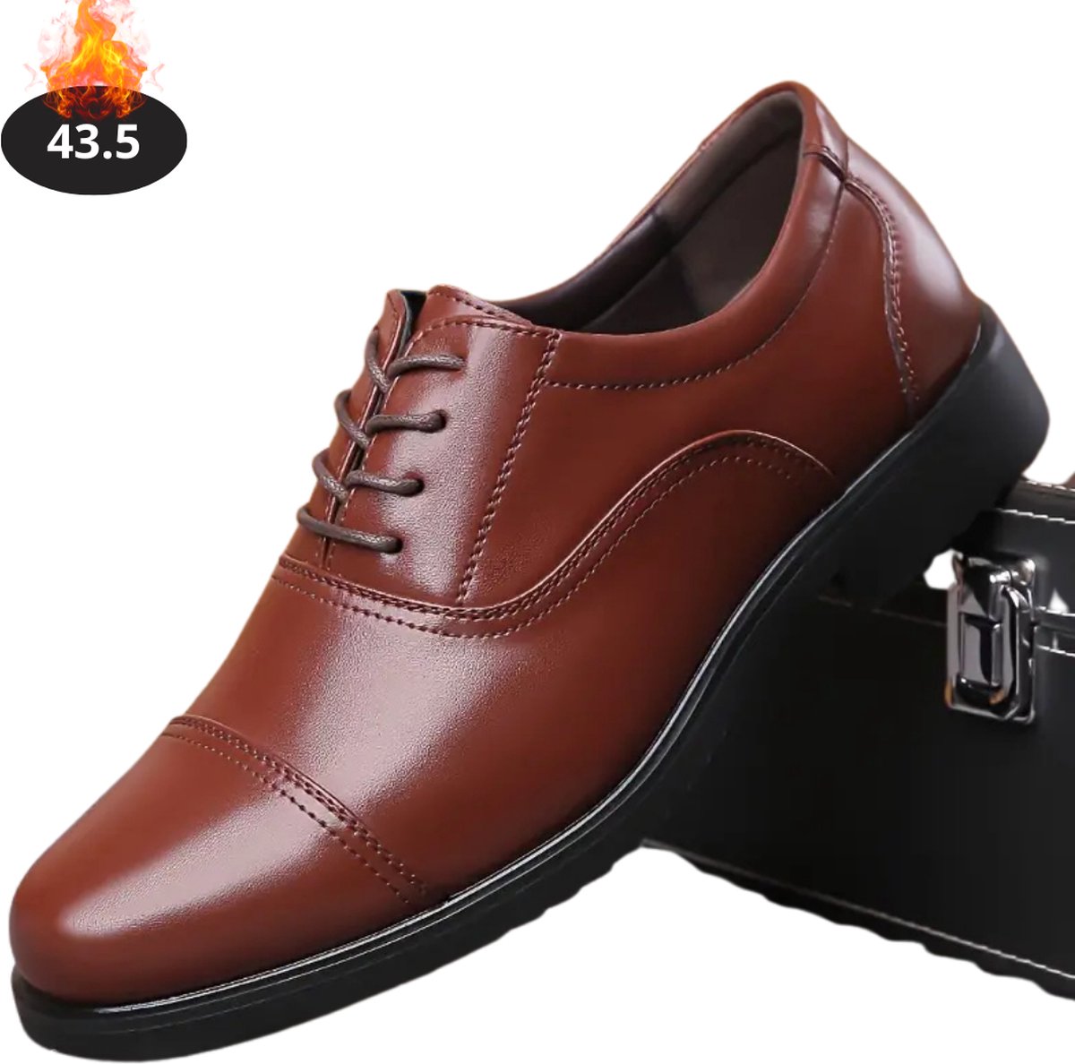 Nivard Nette Schoenen Heren Business Schoenen Bruiloft Kantoorschoenen Met Veters Donkerbruin