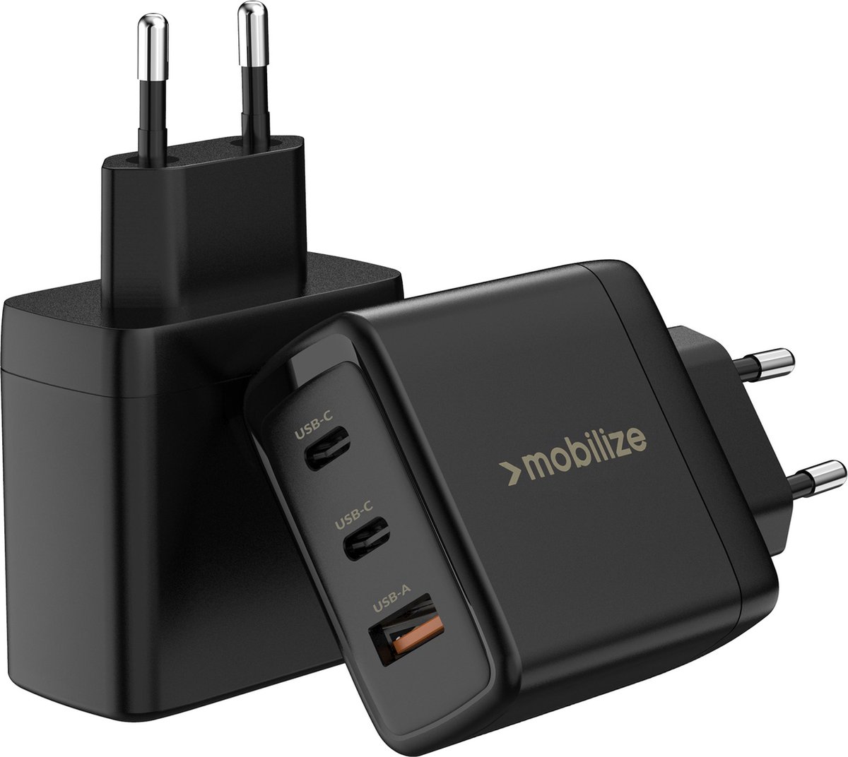 Mobilize 65W Power Delivery / PPS USB-C en USB-A GaN Adapter Zwart