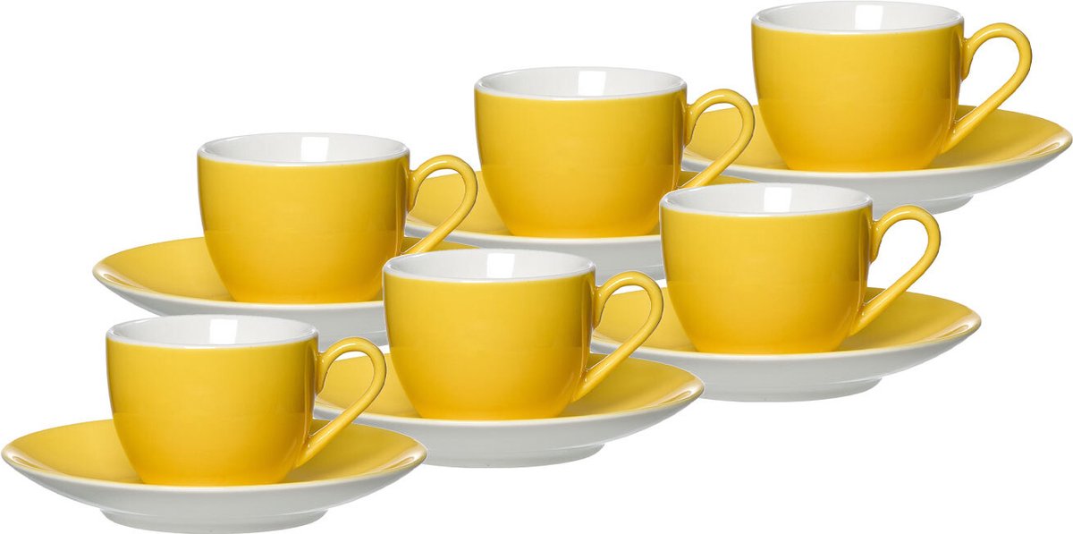 Espressotassen und -untertassen Doppio 80 ml Set van 6
