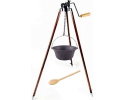 Trépied avec marmite, bouilloire hongroise avec couvercle. Marmite en fonte, poêle à BBQ , marmite de feu de camp, 8 litres