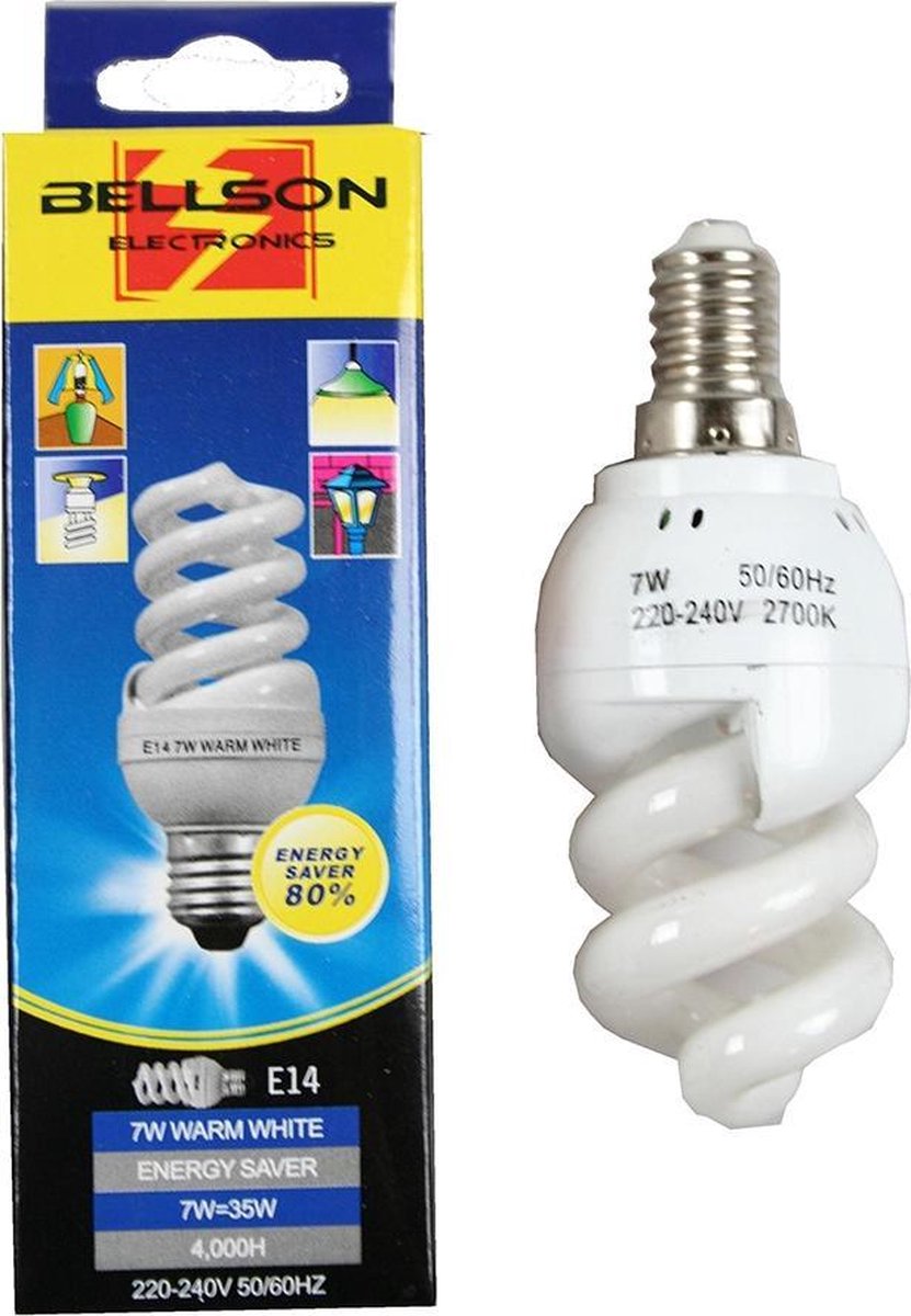 Woedend Werkgever agenda Spaarlamp Spiral E14 Warm White 7 Watt | bol.com