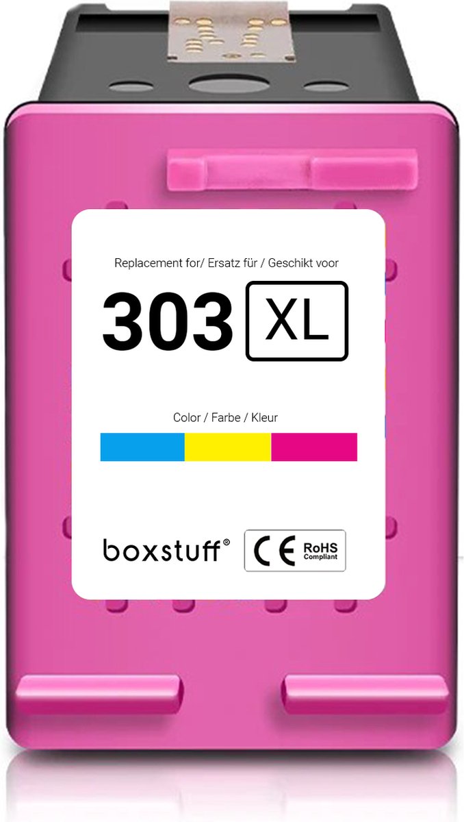 Boxstuff Inkt geschikt voor 303 XL - (T6N03AE) Compatibel met HP 303 / 303XL - Inkt Cartridge Kleur voor HP Deskjet / 1000 / 1010 / 1011 / 1015 / 1050 / 1051 / 1055 / 1056 / 1510 / 1512 / Envy Photo 6220 / 6230 / 7130 / 7134 Printer - Pack Kleur
