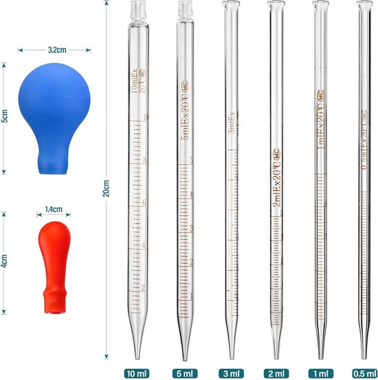 FSSTUD Glas Pipetten Set - 5ml & 10ml Mit Reinigungsbürste Für Labor & ätherische Öle