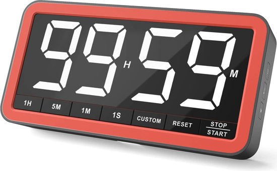 MeesMeek Digitale keukentimer, countdown countup timer met groot LED-display volumeregeling, timer om te koken, klaslokaal tijd voor kinderen en leraren (zwart