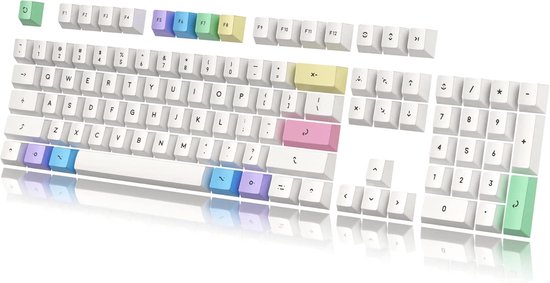 HK Gaming aangepaste keycaps | Kleurstofsublimatie PBT Keycap-set voor mechanisch toetsenbord | 139 toetsen | Kersenprofielen | ANSI US-indeling | Compatibel met Cherry MX, Gateron, Kailh, Outemu | Milkshake