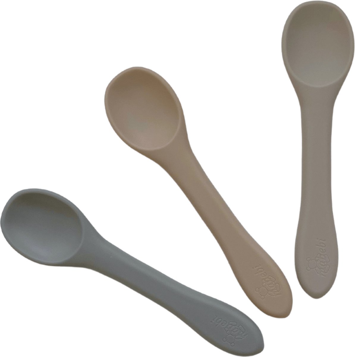 Goedkoopste Mabebi - 3stuks baby/peuter lepels - siliconen lepels - trainingslepels - kinderlepels - spoon - eten - beige