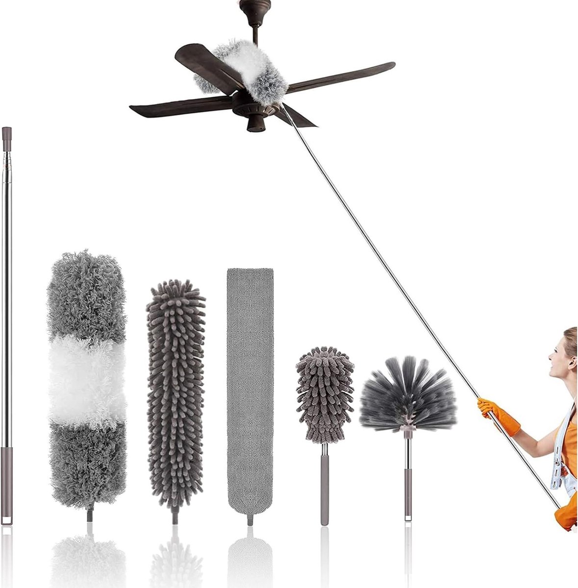 DailySupplies® Telescopische Plumeau - Ragebol – Uitschuifbaar - Grijs