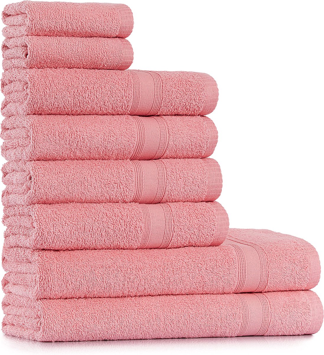 JGS ® Zachte en Luxe 8-Delige Handdoekenset van 100% Katoen in Elegant Roze