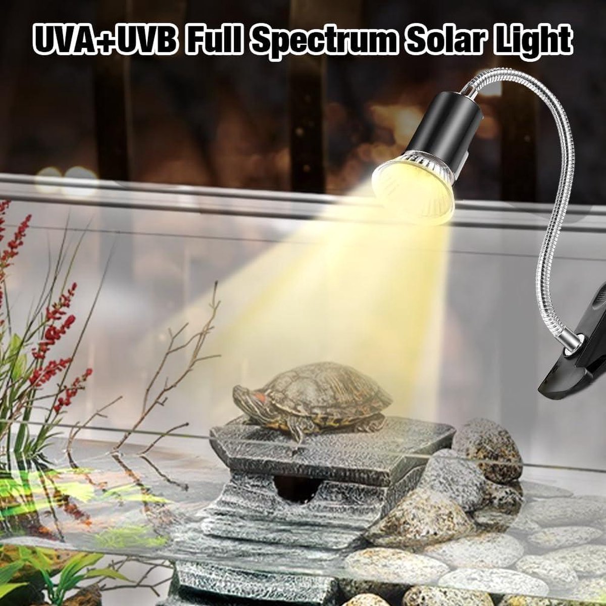 Udbrud Schildpad Warmtelamp, 50 W, Reptielen, Terrariumlamp Met E27 Lamp Uva Uvb Verwarmingslamp 360 Graden Draaibaar Warmtespotlamp Clip Instelbare Verwarmingslamp 1035545376