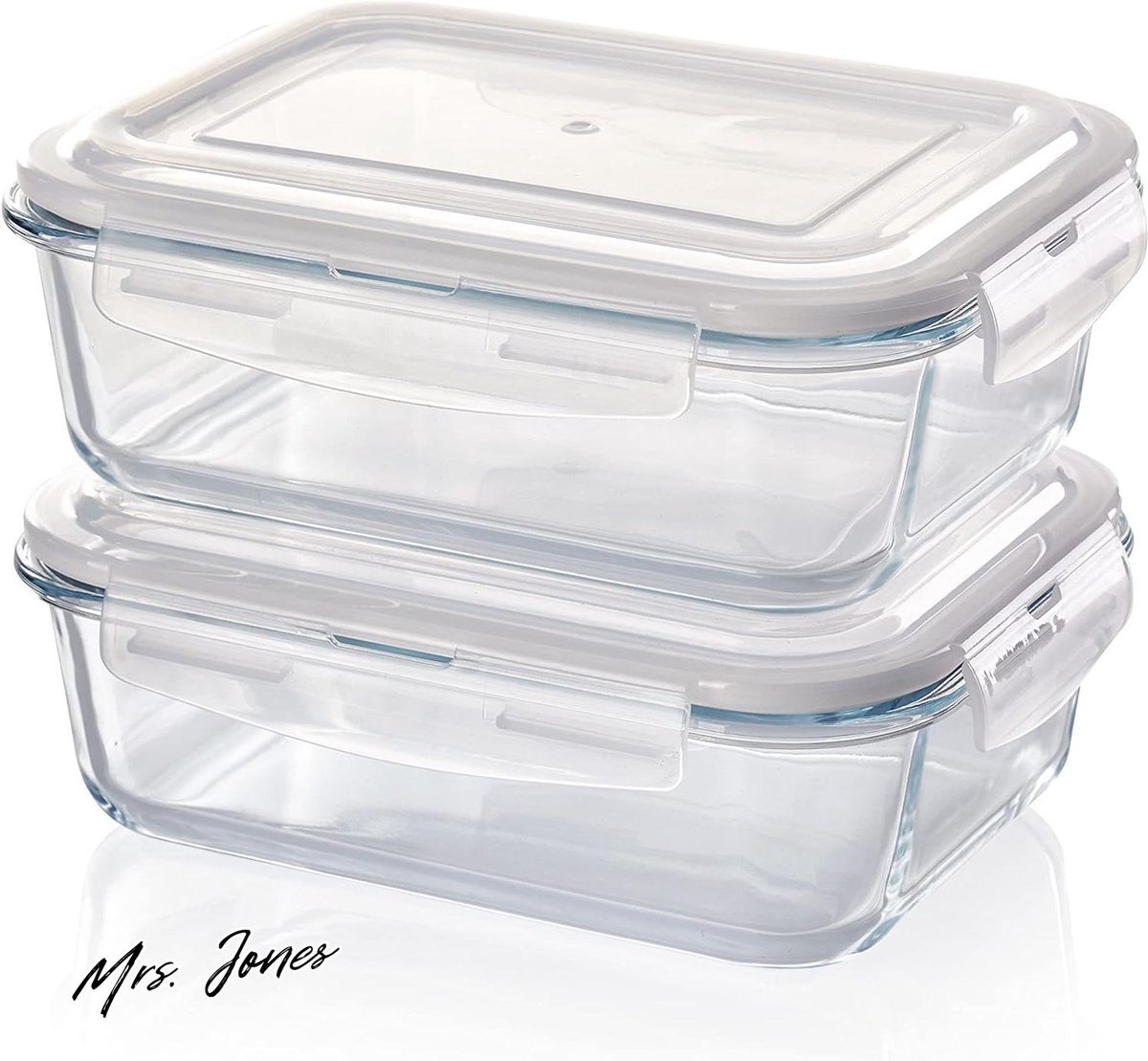 Mrs. Jones Vershoudbakjes - 2 x 1520 ml - Ovenschaal met deksels - Rechthoekig - Lucht- en vloeistofdichte containers - Keukenopslag Oplossing .