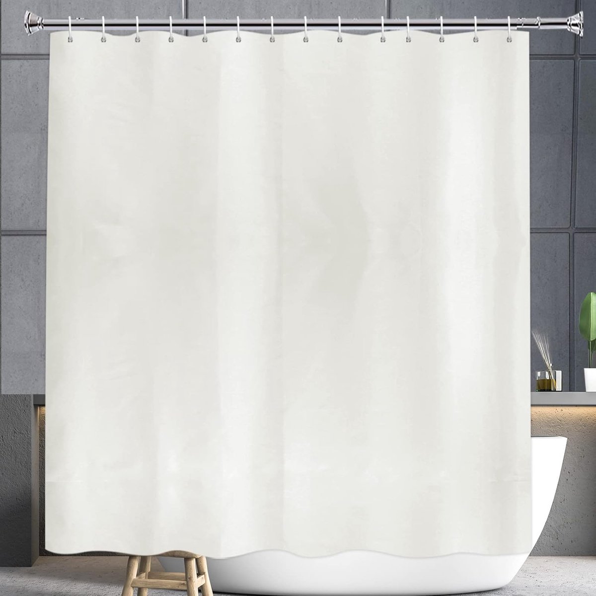 Douchegordijn Anti Schimmel Polyester Stof Waterdicht Douche Gordijnen Wasbaar Textiel voor Hoekbadkuip of De Badkamer Grijs 240x183cm.