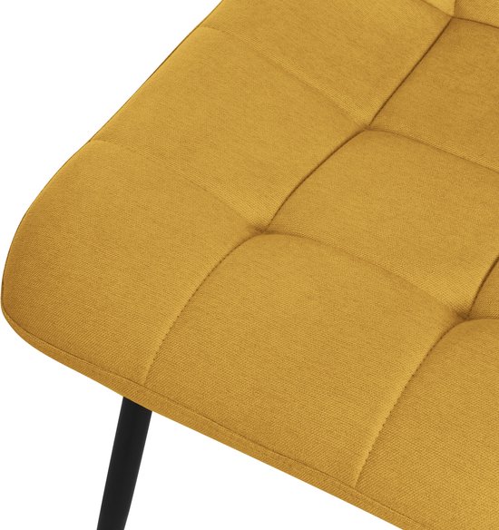 Chaises de salle à manger lot de 4 Chaise de cuisine jaune moutarde avec revêtement en polyester et pieds en acier design ML